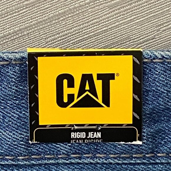 CAT Caterpillar Rigid Work Jeans Mens 34 x 32 Tough 100% Cotton Denim Pants - Picture 6 of 13